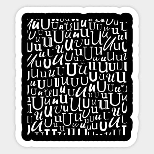 U - Typography (White) Sticker